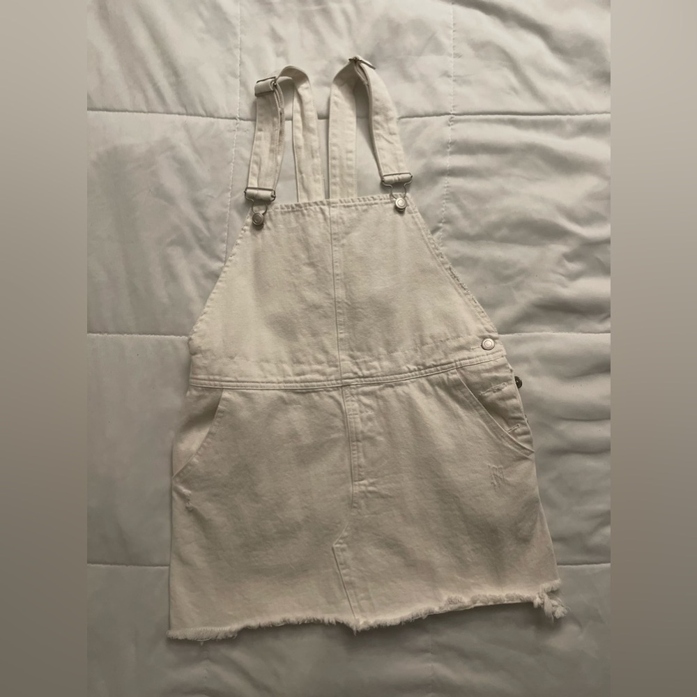 White jean skirt overall